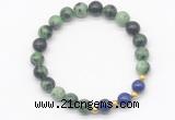 CGB8223 8mm ruby zoisite & lapis lazuli beaded stretchy bracelets