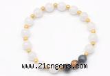 CGB8225 8mm white jade & colorfull tiger eye beaded stretchy bracelets