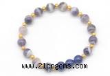 CGB8250 8mm dogtooth amethyst & lapis lazuli beaded stretchy bracelets