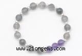 CGB8252 8mm cloudy quartz & amethyst beaded stretchy bracelets