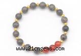 CGB8256 8mm rainbow labradorite & red agate beaded stretchy bracelets