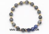 CGB8257 8mm black labradorite & lapis lazuli beaded stretchy bracelets