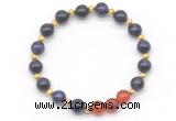 CGB8259 8mm purple yellow tiger eye & red agate beaded stretchy bracelets