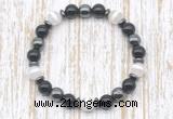 CGB8351 8mm Tibetan agate, black onyx & hematite energy bracelet