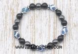 CGB8354 8mm Tibetan agate, black onyx & hematite energy bracelet