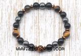 CGB8361 8mm yellow tiger eye, black onyx & hematite energy bracelet