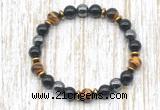 CGB8362 8mm grade AA yellow tiger eye, black onyx & hematite energy bracelet