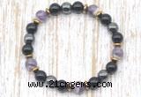 CGB8408 8mm dogtooth amethyst, black onyx & hematite energy bracelet