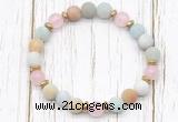 CGB8420 8mm matte amazonite, rose quartz & hematite power beads bracelet