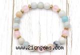 CGB8453 8mm amazonite, rose quartz & hematite power beads bracelet