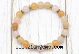 CGB8456 8mm yellow aventurine, rose quartz & hematite power beads bracelet