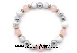 CGB8487 8mm rose quartz, white howlite & hematite energy bracelet