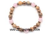 CGB8500 8mm rose quartz, picture jasper & hematite energy bracelet