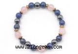 CGB8524 8mm rose quartz, lapis lazuli & hematite energy bracelet