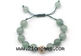 CGB8554 12mm round green aventurine adjustable macrame bracelets