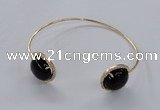 CGB856 15mm flat round agate gemstone bangles wholesale