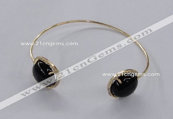 CGB856 15mm flat round agate gemstone bangles wholesale