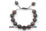 CGB8562 12mm round bronzite adjustable macrame bracelets