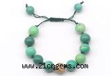 CGB8610 12mm round grass agate adjustable macrame bracelets