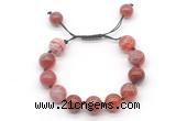 CGB8612 12mm round fire agate adjustable macrame bracelets