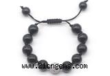 CGB8613 12mm round black onyx adjustable macrame bracelets