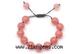 CGB8623 12mm round cherry quartz adjustable macrame bracelets