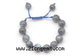 CGB8628 12mm round labradorite adjustable macrame bracelets