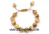 CGB8633 12mm round golden tiger eye adjustable macrame bracelets