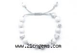 CGB8650 8mm,10mm round white howlite adjustable macrame bracelets