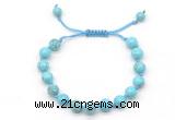 CGB8652 8mm,10mm round blue howlite adjustable macrame bracelets