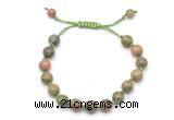 CGB8660 8mm,10mm round unakite adjustable macrame bracelets