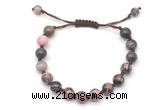 CGB8663 8mm,10mm round rhodonite adjustable macrame bracelets