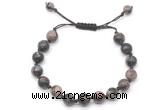 CGB8664 8mm,10mm round grey opal adjustable macrame bracelets