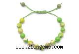 CGB8672 8mm,10mm round green sea sediment jasper adjustable macrame bracelets