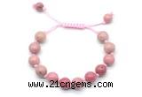 CGB8688 8mm,10mm round pink wooden jasper adjustable macrame bracelets