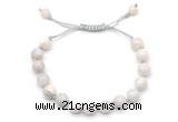 CGB8698 8mm,10mm round white crazy lace agate adjustable macrame bracelets