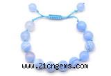 CGB8708 8mm,10mm round blue banded agate adjustable macrame bracelets