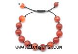 CGB8711 8mm,10mm round red banded agate adjustable macrame bracelets