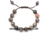 CGB8716 8mm,10mm round ocean agate adjustable macrame bracelets