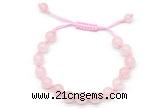 CGB8741 8mm,10mm round rose quartz adjustable macrame bracelets