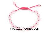 CGB8742 8mm,10mm round grade A rose quartz adjustable macrame bracelets