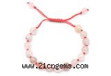 CGB8743 8mm,10mm round pink quartz adjustable macrame bracelets