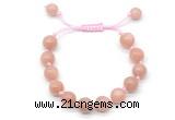 CGB8755 8mm,10mm round moonstone adjustable macrame bracelets