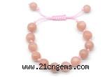 CGB8755 8mm,10mm round moonstone adjustable macrame bracelets