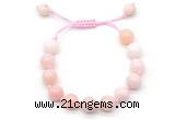 CGB8765 8mm,10mm round pink opal adjustable macrame bracelets