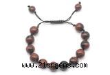 CGB8767 8mm,10mm round mahogany obsidian adjustable macrame bracelets