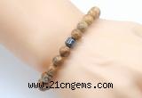 CGB8840 8mm, 10mm picture jasper & drum hematite power beads bracelets