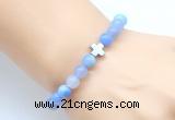 CGB8891 8mm, 10mm blue agate & cross hematite power beads bracelets