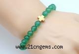 CGB8892 8mm, 10mm green agate & cross hematite power beads bracelets