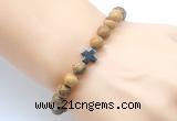 CGB8900 8mm, 10mm picture jasper & cross hematite power beads bracelets